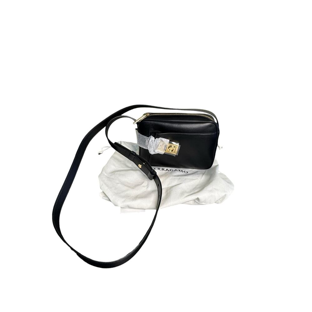 Ferragamo NWT Archive Gancini Camera Crossbody Bag in Black - Picture 2 of 16